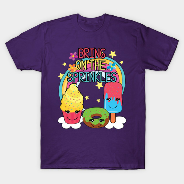 Cute Bring On The Sprinkles Kids Rainbow Dessert T-Shirt